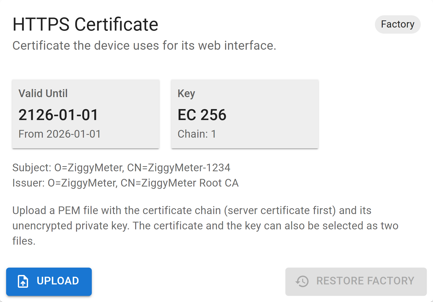 HTTPS certificate card