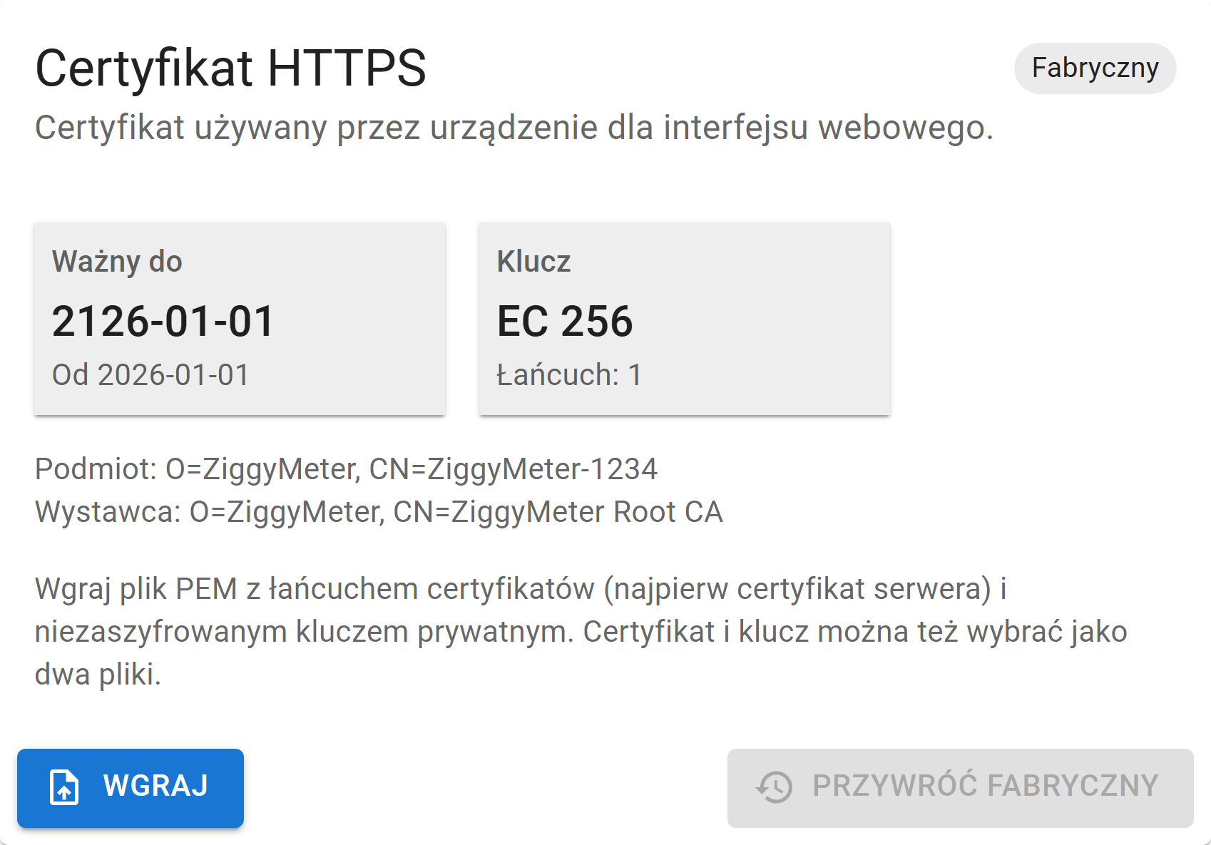 Karta certyfikatu HTTPS