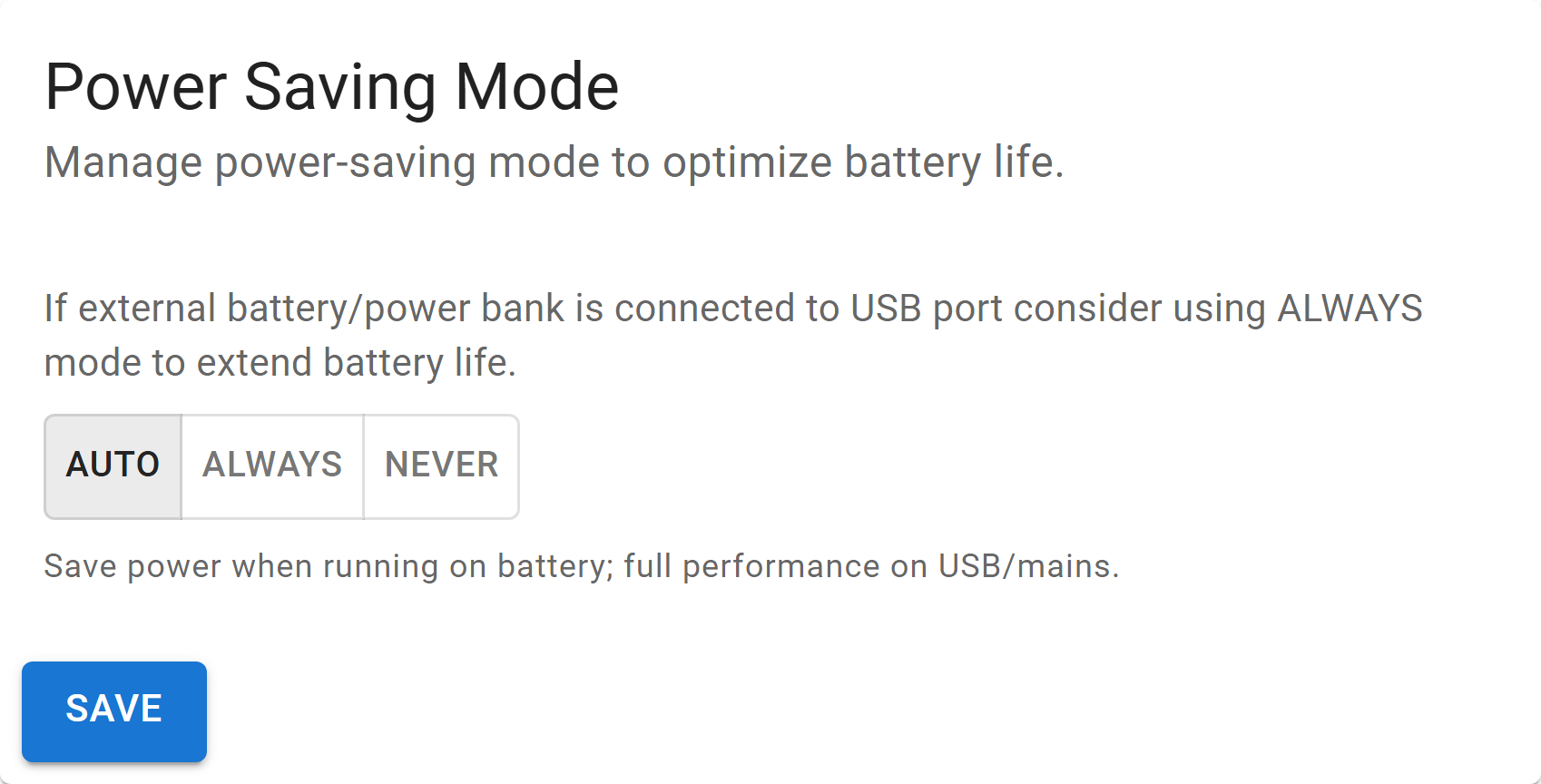 Power saving card