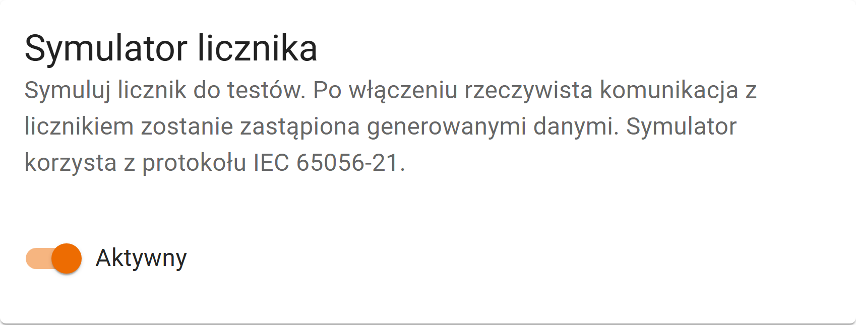 Karta symulatora licznika