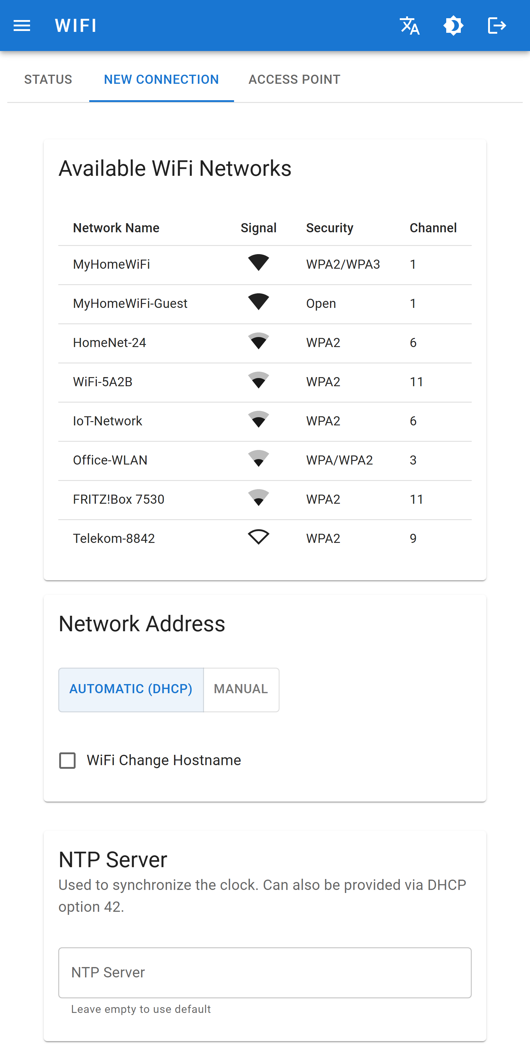 WiFi new connection